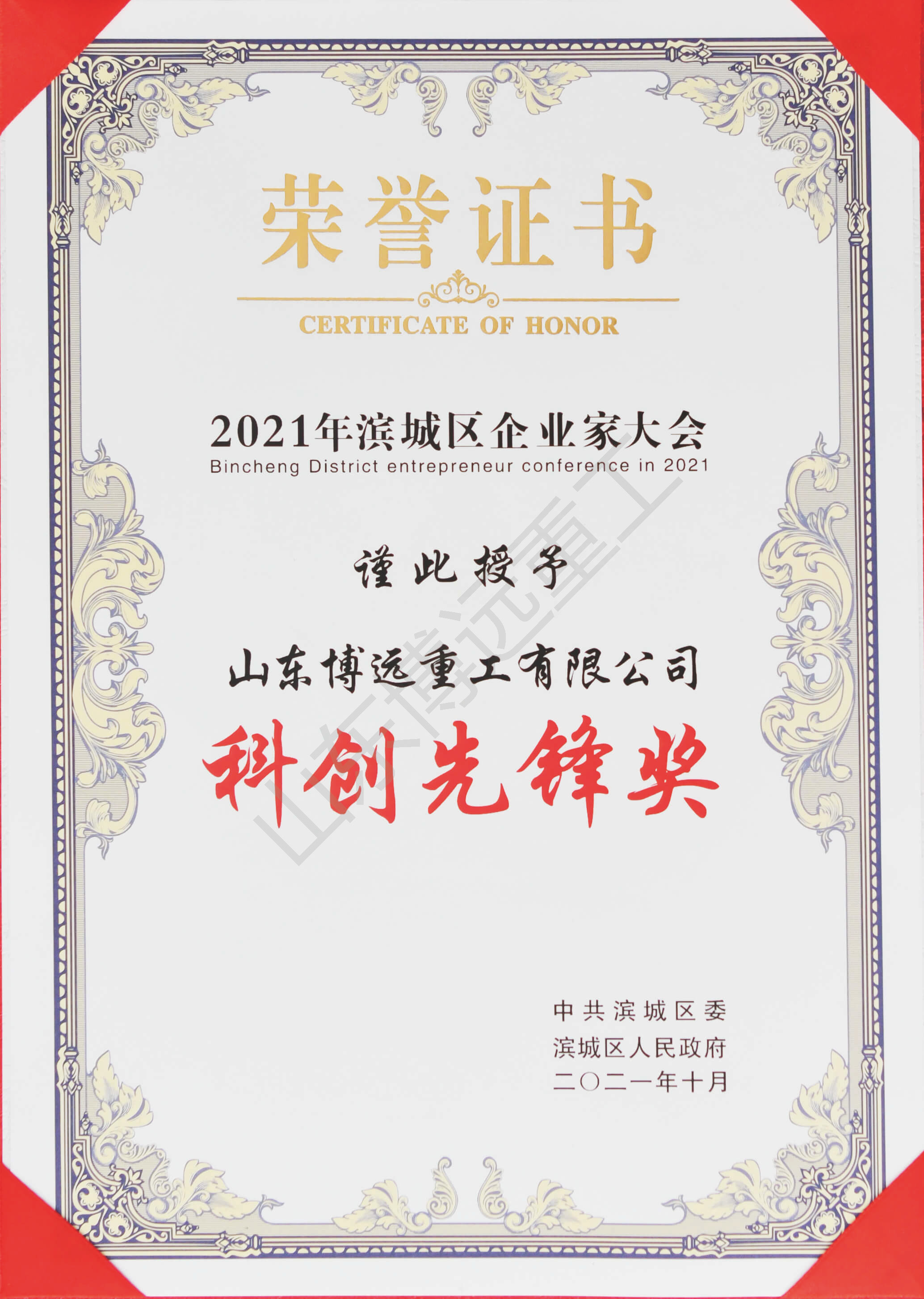 2021年濱城區(qū)企業(yè)家大會 科創(chuàng)先鋒獎